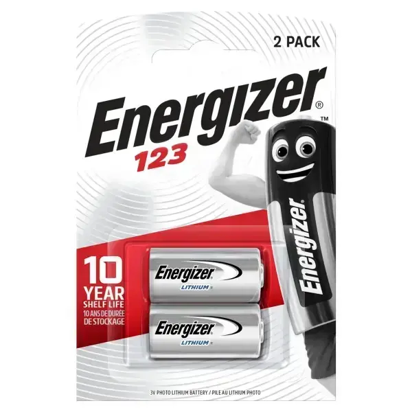 Litija baterija CR123A (CR17345, DL123A) 3V 1,5Ah Energizer 2 gab. blisteris