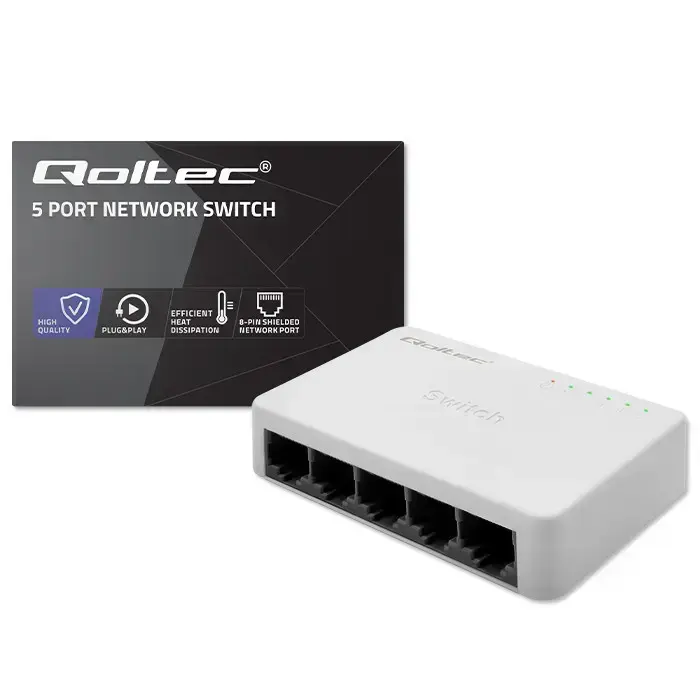 Qoltec Network SWITCH | 5 x RJ45 port | 100Mbps | Fast Ethernet | LAN Foto 10