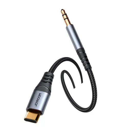 Joyroom stereo audio cable AUX 3.5 mm mini jack - USB-C for phone 1.2 m black (SY-A07) Photo