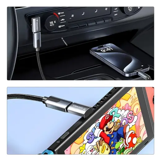 Wozinsky WPKF-01 USB-C - USB-C 40Gb|s 240W 8K OTG Angled Adapter - Gray Фото num