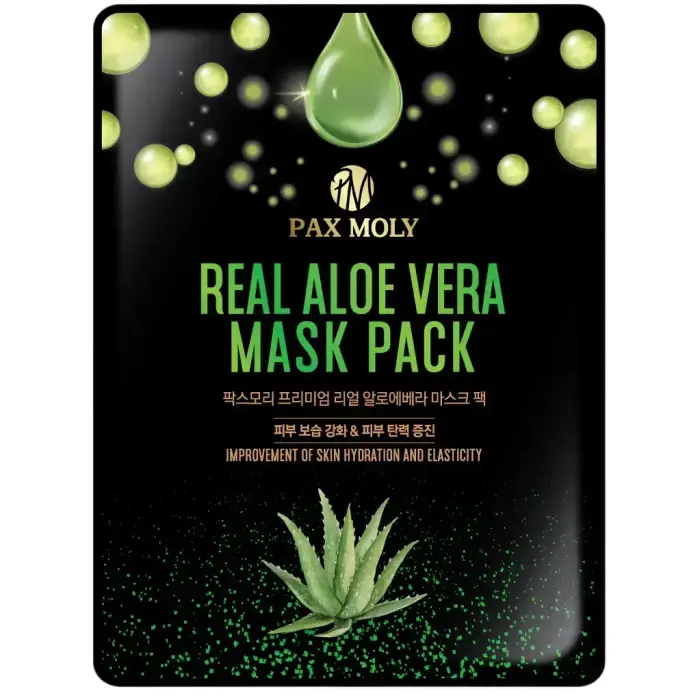 PaxMoly, Real Aloe Vera, Firmness, Elasticity, Hydration, Sheet Mask, For Face, 25 ml