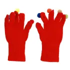 Gloves for touch screens with pom poms RED Photo