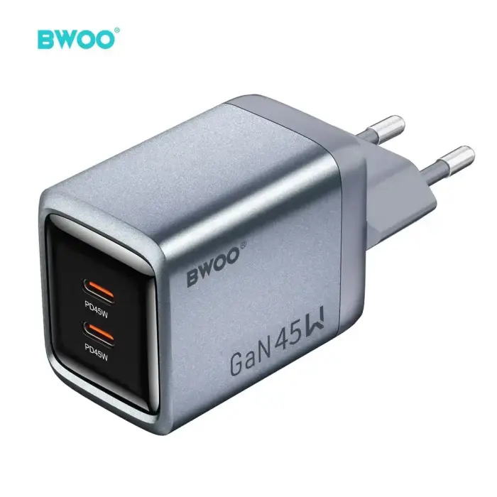 BWOO BO-CDA239 tīkla lādētājs | 45W | PD, GaN, PPS | USB-C | pelēks