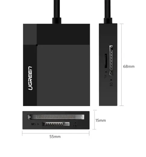 Ugreen USB 3.0 SD | micro SD | CF | MS karšu lasītājs melns (CR125 30333) Foto 2