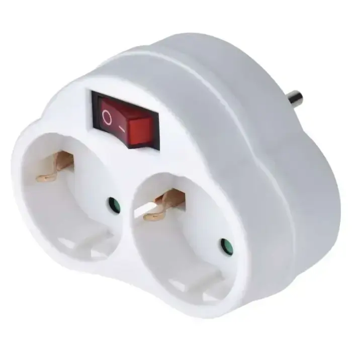 Adaptor SCHUKO Plug 2x + 1x with switch