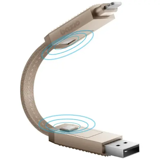 Cable Bazic GoCharge Alucable 4in1 (USB-A|USB-C - USB-C|Lightning) 15cm 60W 3A PD Fast Charge gold Foto 3