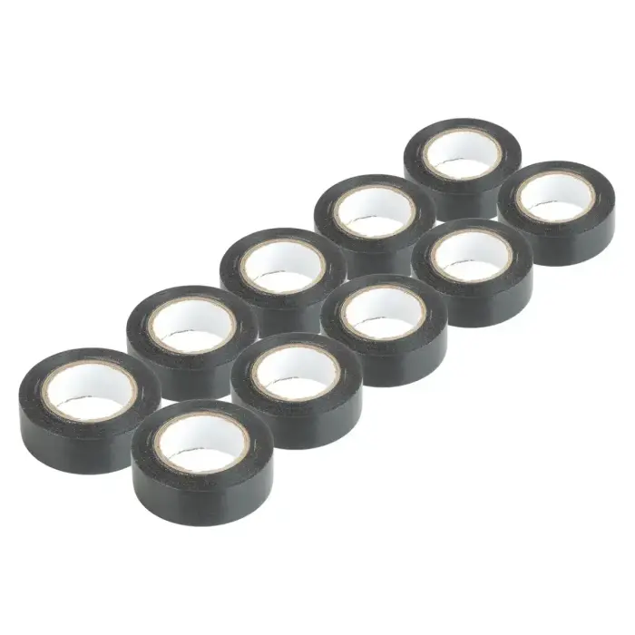 Black PVC electrical tapes set 10 pcs 19mm x 20m  x 0.13mm AMIO-04844