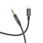 Cable AUX Jack 3,5 mm to Lightning Hoco 1 m UPA19 black Photo