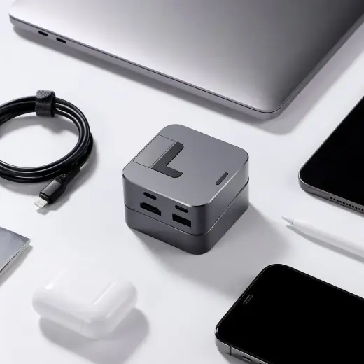 Joyroom HUB S-H121 USB-C - USB-A 3.0 | RJ45 | HDMI | USB-C | Thunderbolt cradle for MacBook Pro - gray Фото num