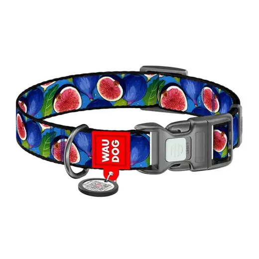 Waudog "Fig" nylon dog collar with QR code, size XL Фото num