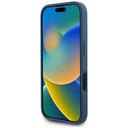 Чехол для телефона Guess Grained Roses Big 4G logo для iPhone 16 синий Фото num