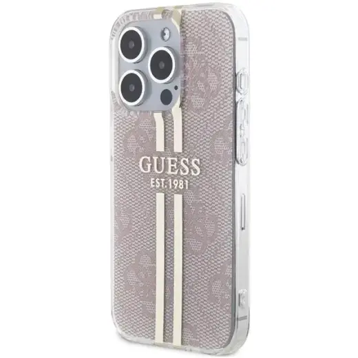 Guess IML 4G Gold Stripe case for iPhone 14 Pro Max - pink Фото num