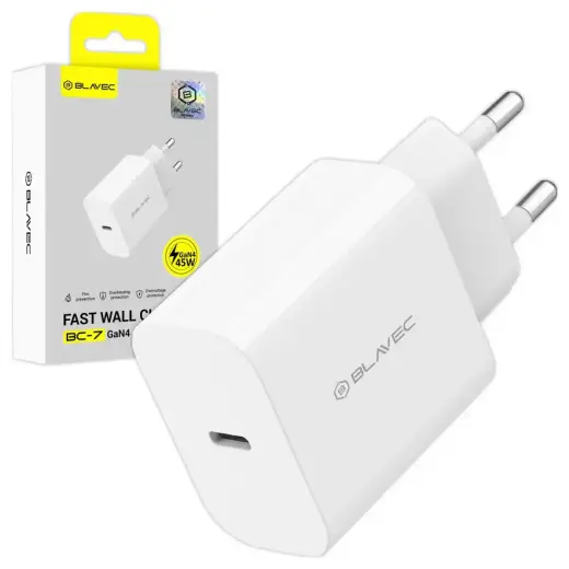 Blavec Wall charger BC-7 GaN4 - Type C - PD QC 45W 3A (TCBC7G4-CW453A) white Foto 1
