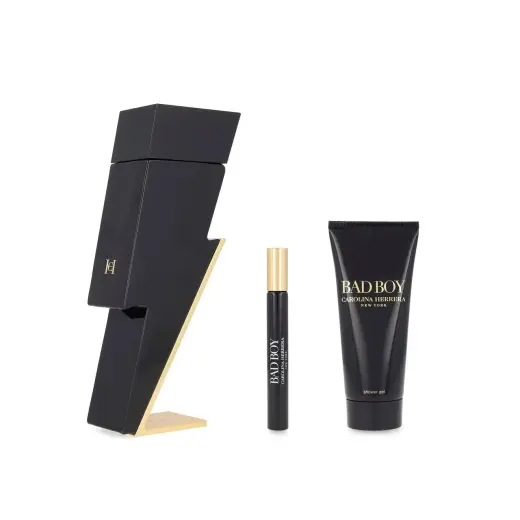 Set Carolina Herrera: Bad Boy, Eau De Toilette, For Men, 100 ml + Bad Boy, Eau De Toilette, For Men, 10 ml + Bad Boy, Shower Gel, For All Skin Types, 100 ml