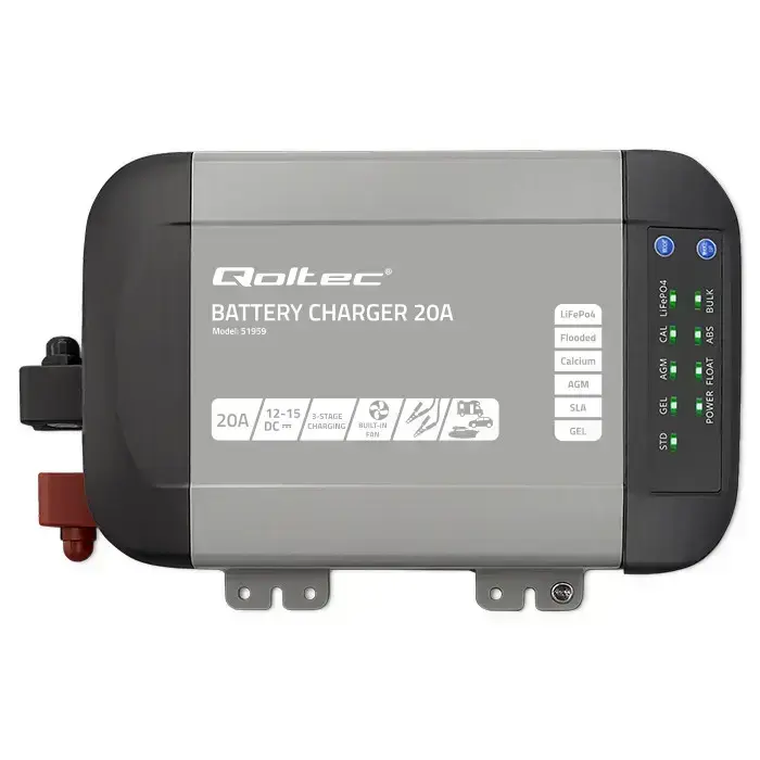 Qoltec Smart Monolith charger for LiFePO4 AGM GEL SLA batteries | 20A | 12V Foto 15