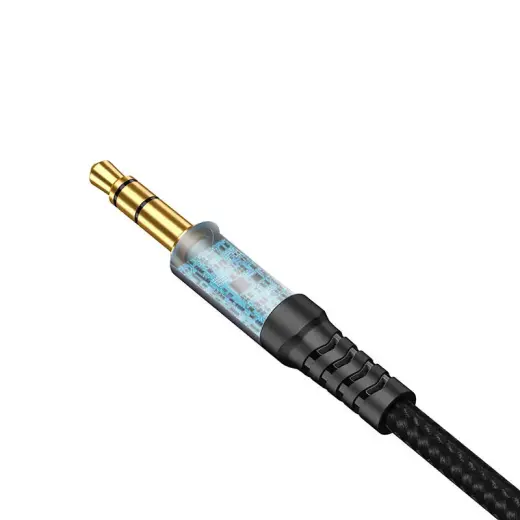 Kabelis VFAN L11 mini jack 3,5 mm AUX, 1 m, apzeltīts (pelēks) Foto 4