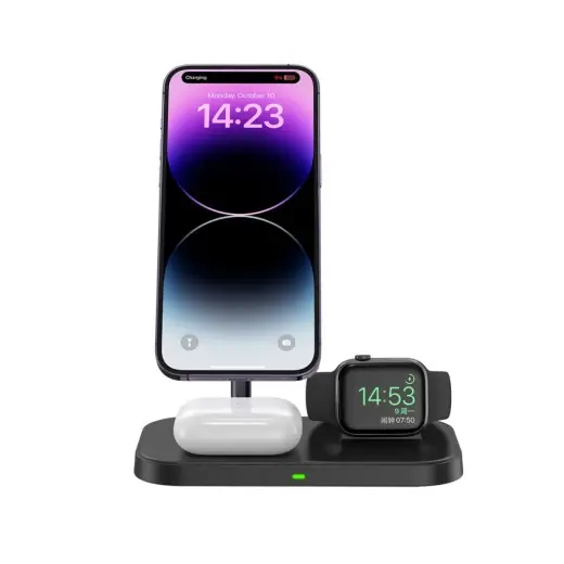 Индуктивное зарядное устройство Tech-Protect QI15W-A22 с подставкой 3 в 1 MagSafe для смартфона | Apple Watch | AirPods - черный Фото num