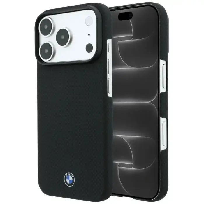 Case BMW Sign Real Kevlar Printed Propeller Logo MagSafe for iPhone 18 Pro Max / 17 Pro Max – Black