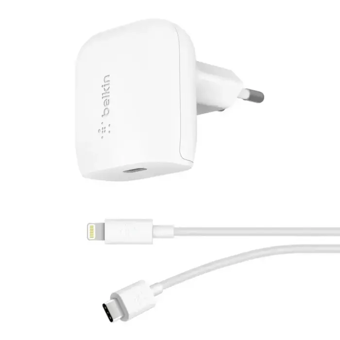 Зарядное устройство Belkin BoostCharge F7U096 | 18W | PD | USB-C | с кабелем USB-C на Lightning в комплекте | белое