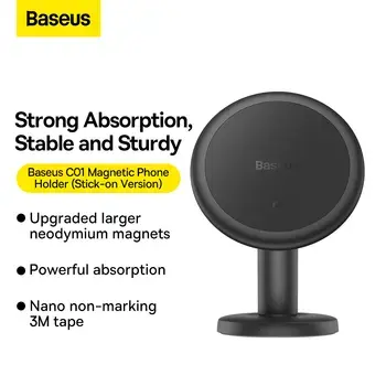 Baseus Car Holder C01 magnetIc with stick-on base (SUCC000001) black (damaged packaging) Foto 13
