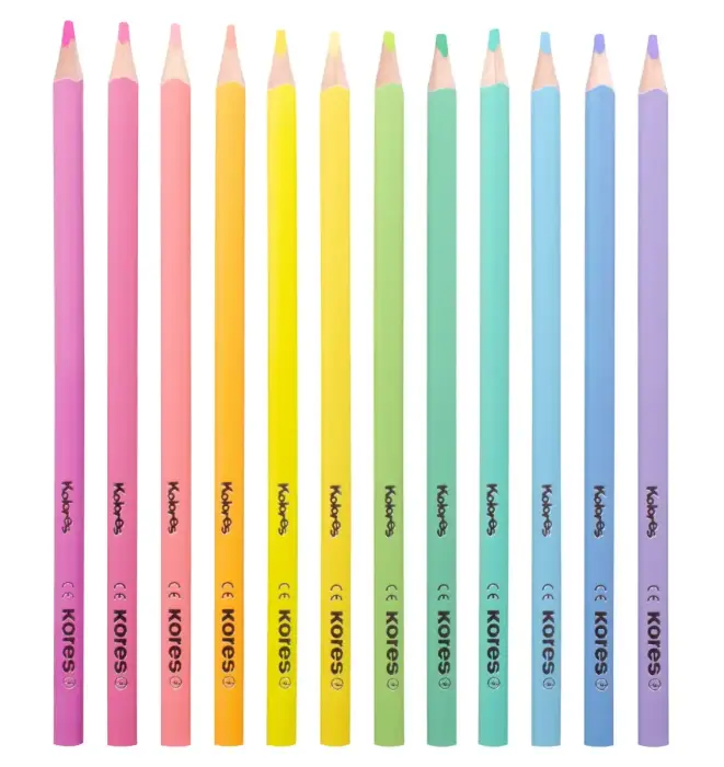 Krāsainie zīmuļi KORES KOLORES PASTEL, trīsstūrveida, 3mm, 12 pasteļkrāsas Foto 3