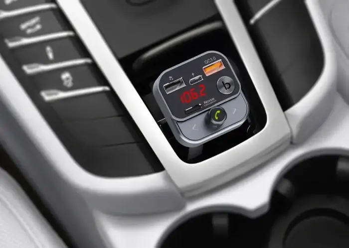 ART transmiter FM bluetooth 5.0 + USB A QC3.0 + Typ C (total 30W) FM-84B black Фото num