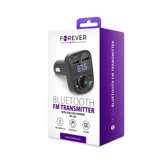Forever TR-330 bluetooth 4.0 fm - передатчик + зарядка USB 12 | 24V | 3.1A + 1A черный Фото num