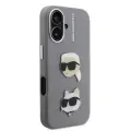 Karl Lagerfeld Grained PU K&CH Heads telefona maciņš iPhone 16 pelēks — Foto 3