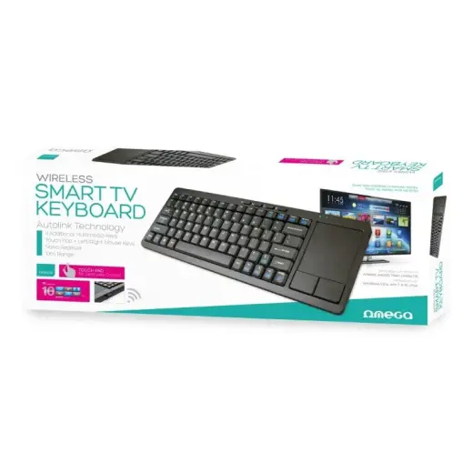 Omega OKB004B Wireless Keyboard + TouchPad For Smart TV | Android | MacOS | Linux | iTV | 2.4 Ghz USB Black (ENG) Photo