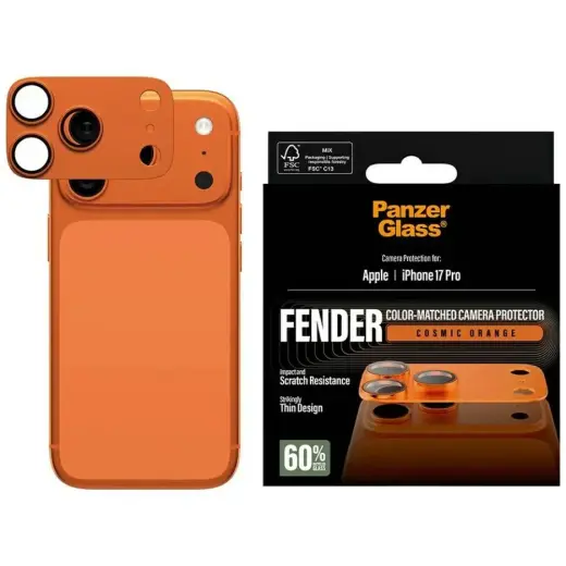 Tempered glass for lens PanzerGlass Fender Camera Protector for iPhone 17 Pro orange