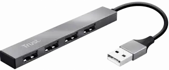 USB Centrmezgls Trust Halyx Aluminium 4-Port Mini USB Hub Silver Foto 1