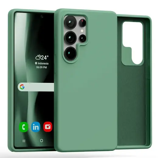 Mercury Silicone telefona maciņš priekš Samsung Galaxy S25 Ultra zaļš Foto 1