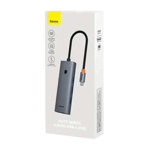 4in1 Hub Baseus  UltraJoy USB-C do 3x USB 3.0 + RJ45 (space grey) Foto 8
