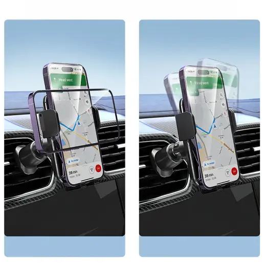 Wozinsky WEDZ-3Y8S clamp car holder with 15W inductive charger for phone on the air vent - black Фото num