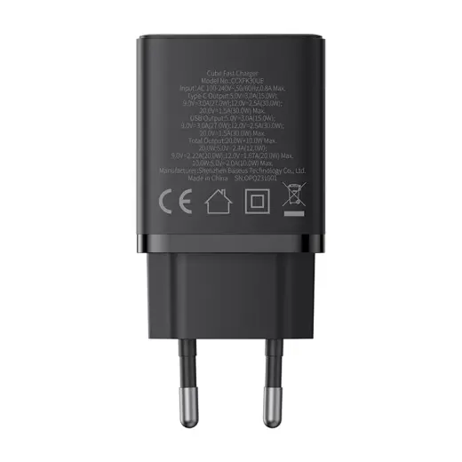 Baseus Cube Pro 30W USB-C USB-A Wall Charger - Black Foto 2