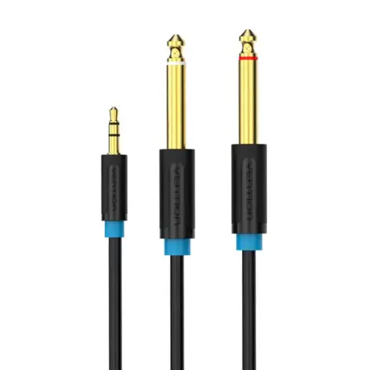 Audio Cable TRS 3.5mm to 2x 6.35mm Vention BACBJ 5m Black Фото num