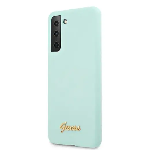 GUHCS21MLSLMGLB Guess Silicone Metal Logo Script Cover for Samsung Galaxy S21+ Light Blue Фото num