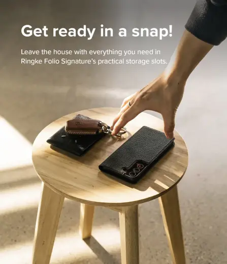 Ringke Folio Signature Flip Leather Case for Samsung Galaxy S22 + (S22 Plus) Black (FSS118R262) Photo