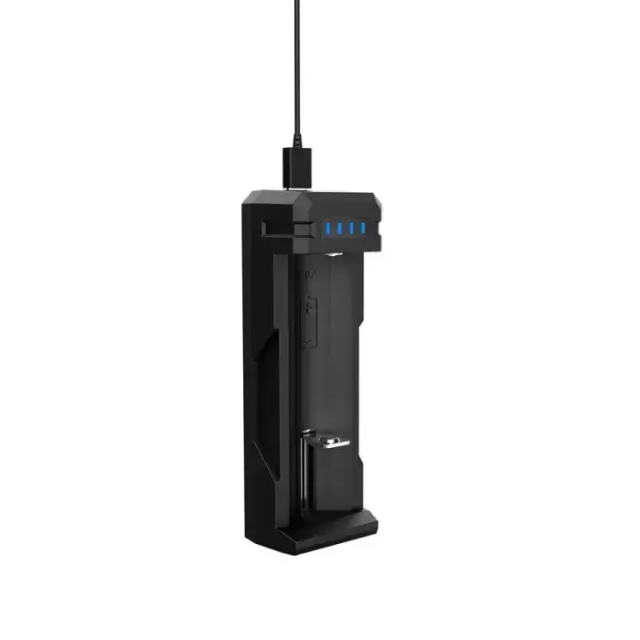 Ātrs lādētājs Li-ion akumulatoriem 3,7 V 18650-26650 ar LED, no USB