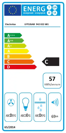 Electrolux izvelkams tvaika nosūcējs, 60 cm, C, pelēks Photo