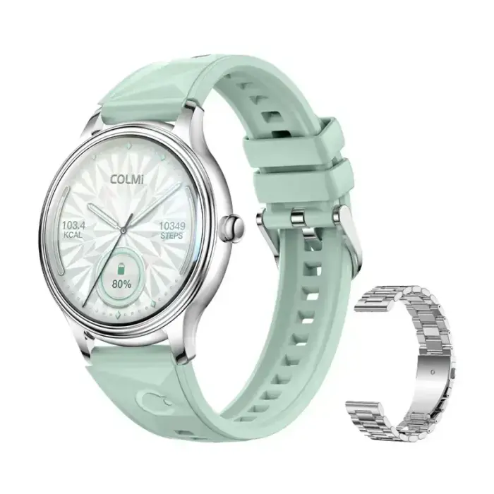 Smart Watch COLMI L28 (Silver-Green + silver steel strap)