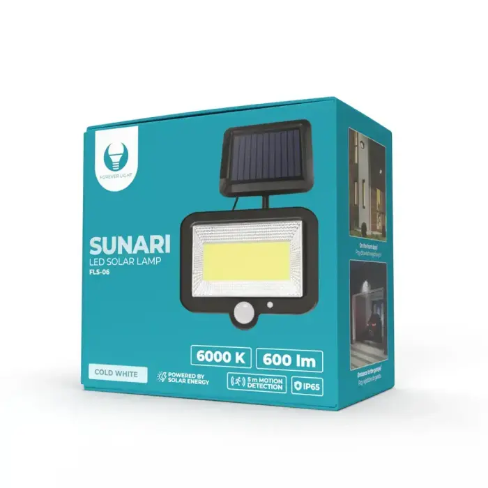 Forever Light Solar LED Lamp SUNARI FLS-06 COB PIR 8W 600lm 6000K 1800mAh Li-Ion Foto 5