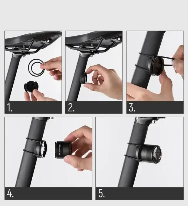 Wozinsky LED rear bicycle light with micro USB red light 5 modes black (WRBLB2) Photo