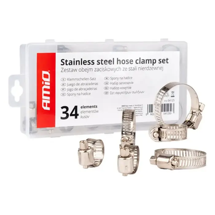 Stainless steel screw clamps set 34pcs AMIO-04125