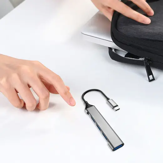 Dudao HUB 4in1 USB-C - 4x USB-A (3 x USB2.0 | USB3.0) 6.3cm black (A16T) Фото num