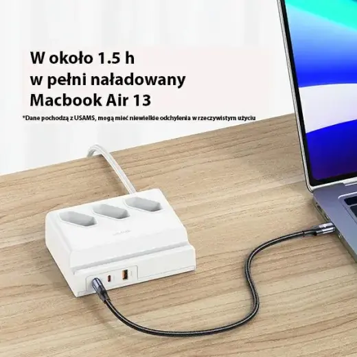 USAMS Listwa zasilająca 65W Super Si Fast Charging USB Extension Socket EU biały|white CC160TC01 (US-CC160) Фото num