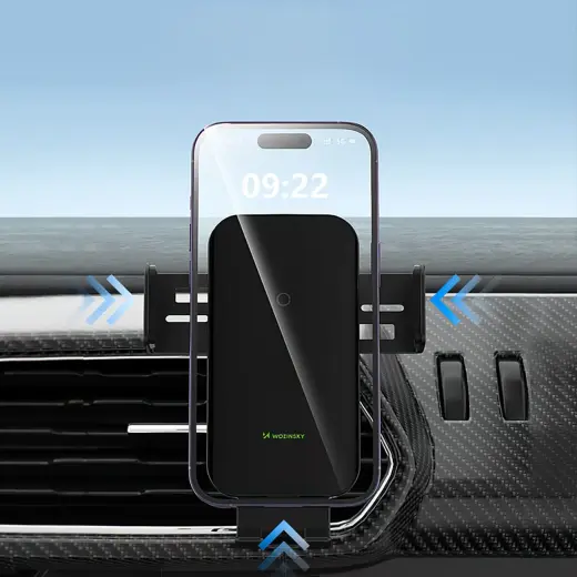 Wozinsky WEDZ-3Y8S clamp car holder with 15W inductive charger for phone on the air vent - black Фото num