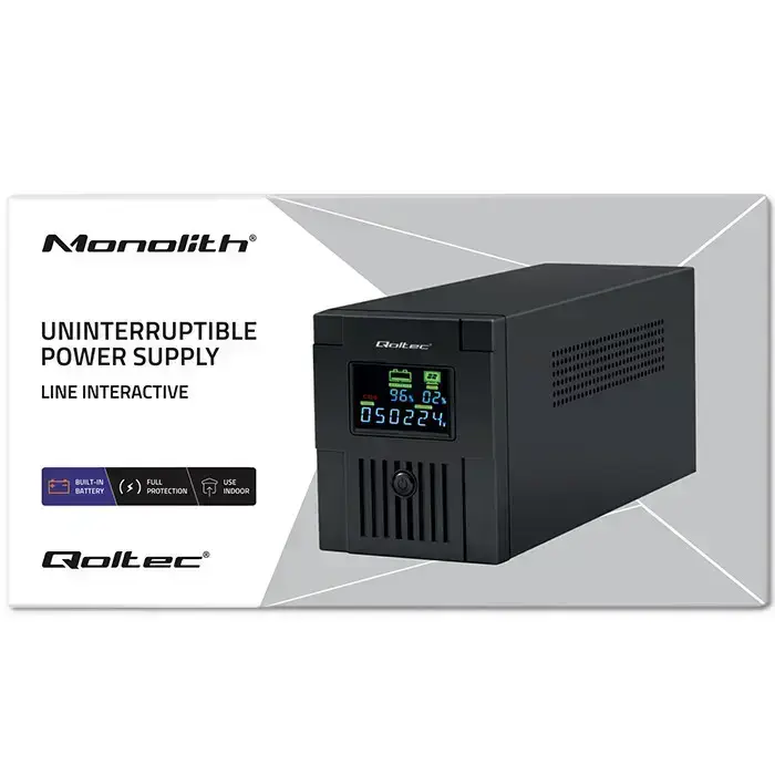 Qoltec Uninterruptible Power Supply UPS Line Interactive | Monolith | 1500VA | 900W | LCD | USB | RJ45 Foto 12