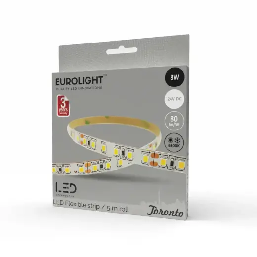 LED juosta Toronto Epistar 2835 8W 6500K IP20 60LED/m 80lm/W 5m Eurolight Foto 2