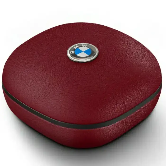 Headphones Bluetooth TWS BMW Leather      Metal Logo ENC red Foto 2